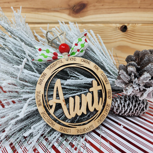 wooden aunt ornament