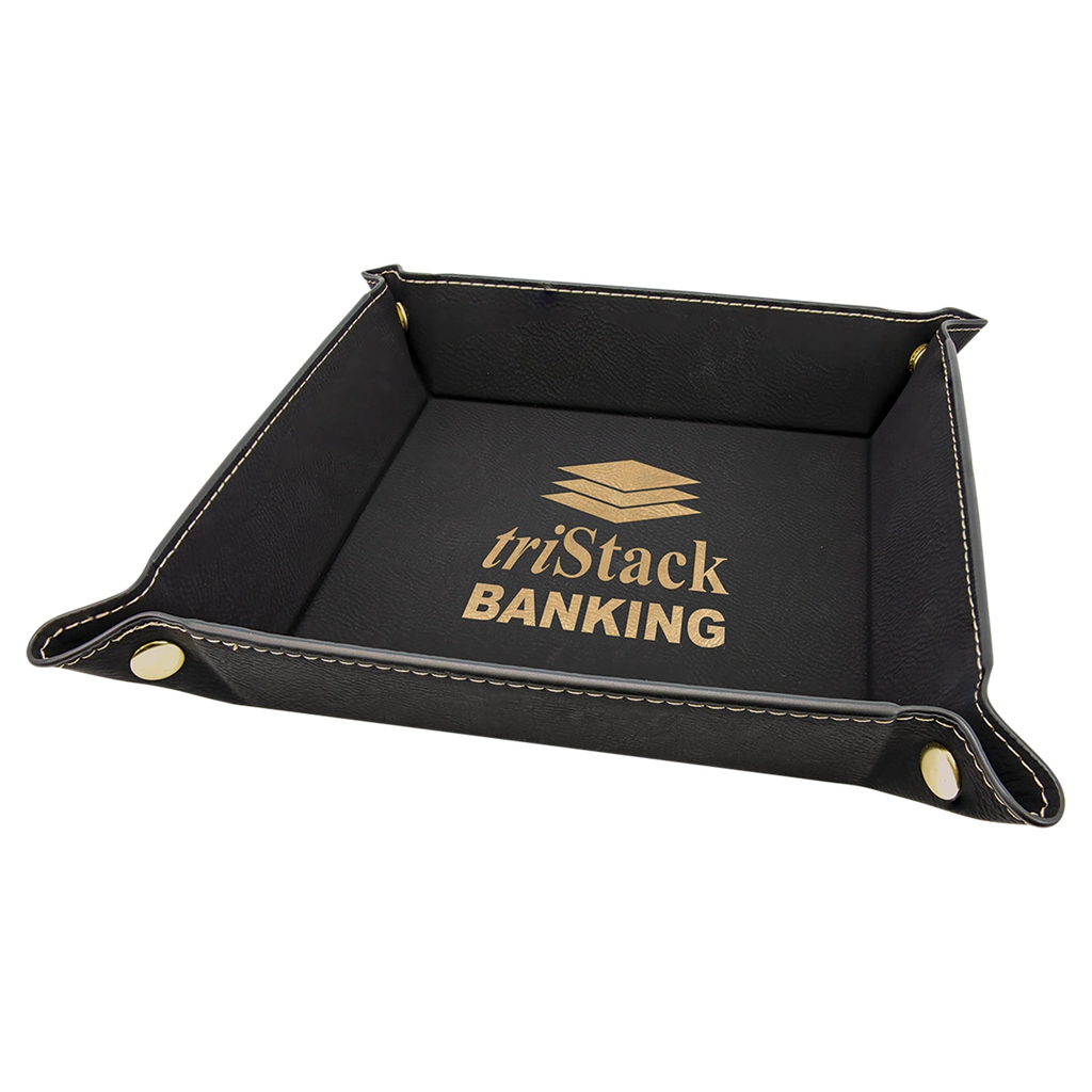 black and gold leather tray