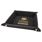 black and gold leather tray