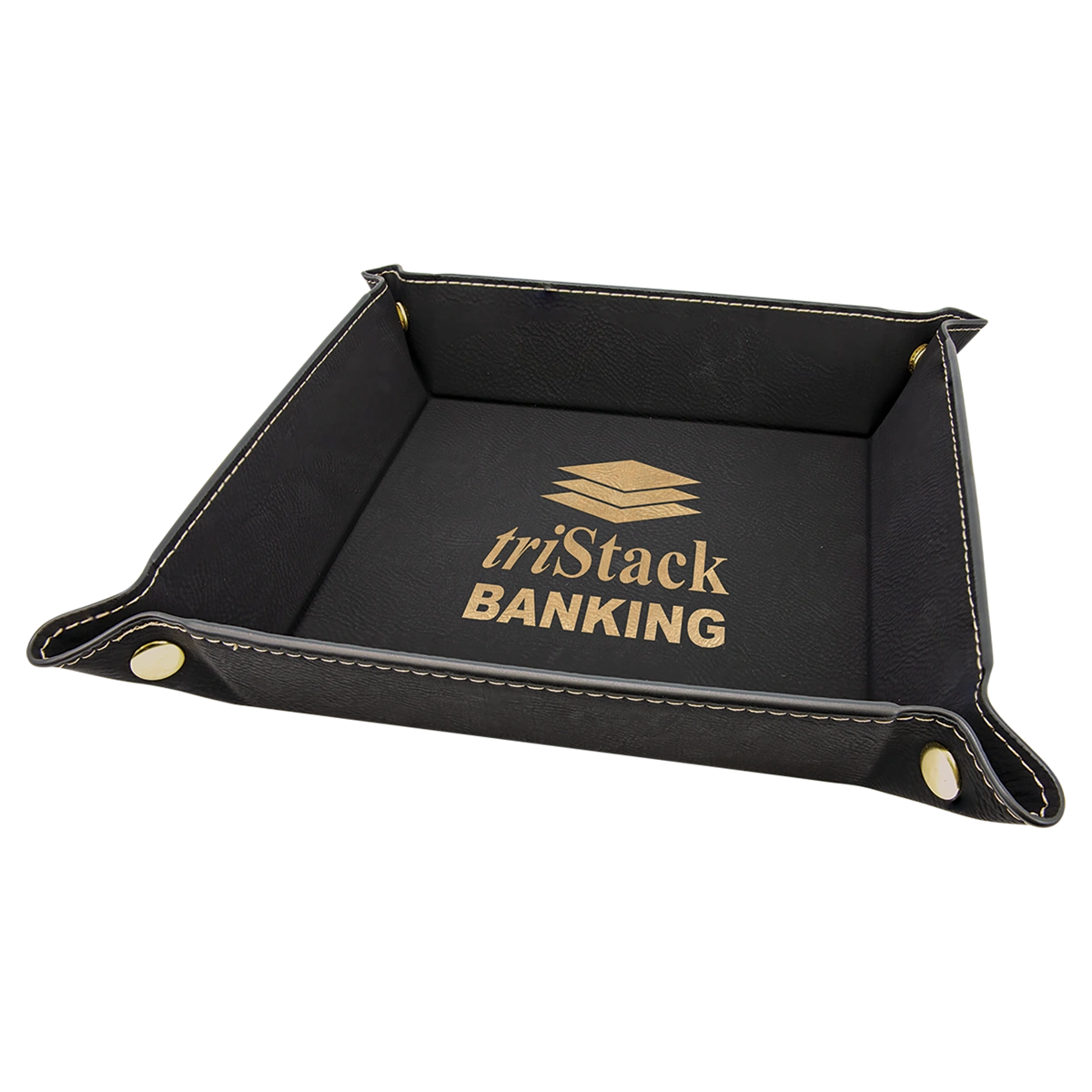 black and gold leather tray