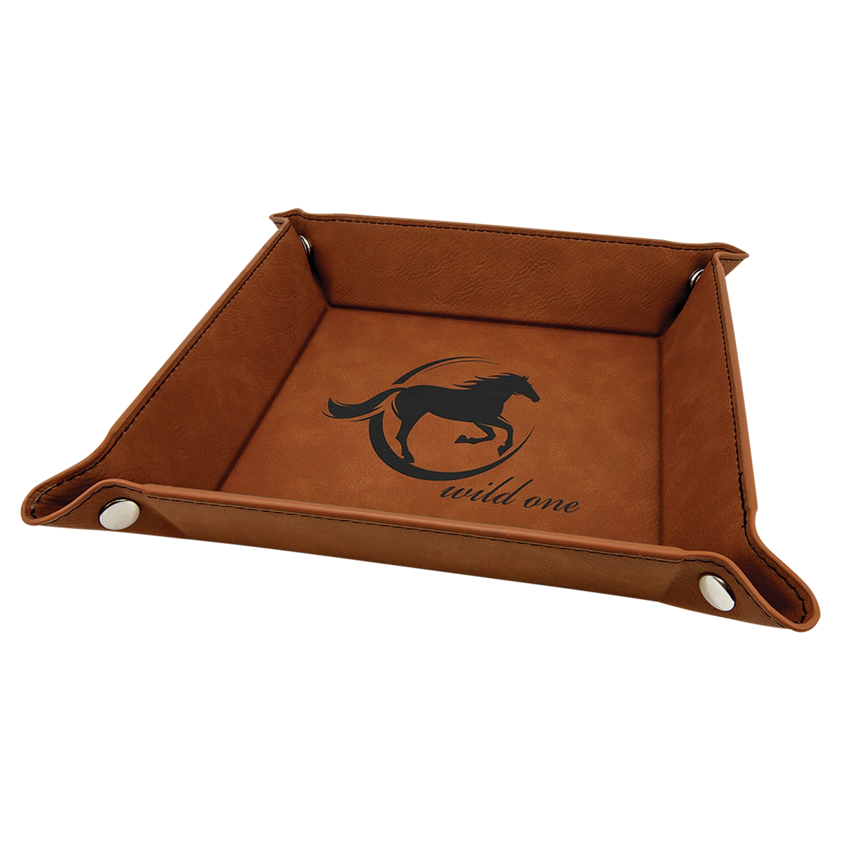 brown leather tray