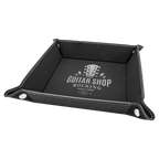 black and silver leather tray