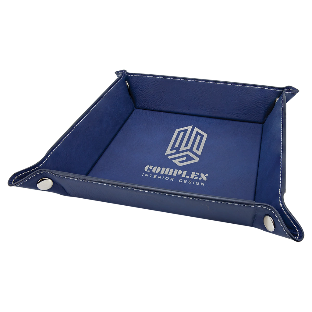 blue leather tray