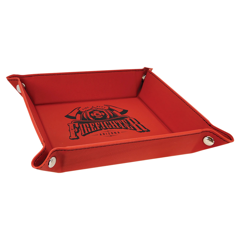 red leather tray