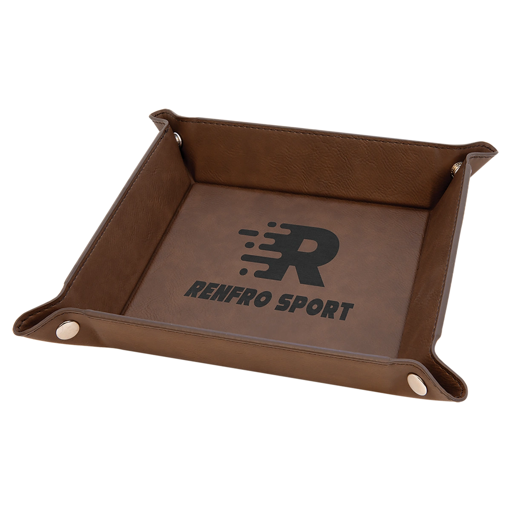 brown leather tray
