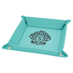 teal leather tray