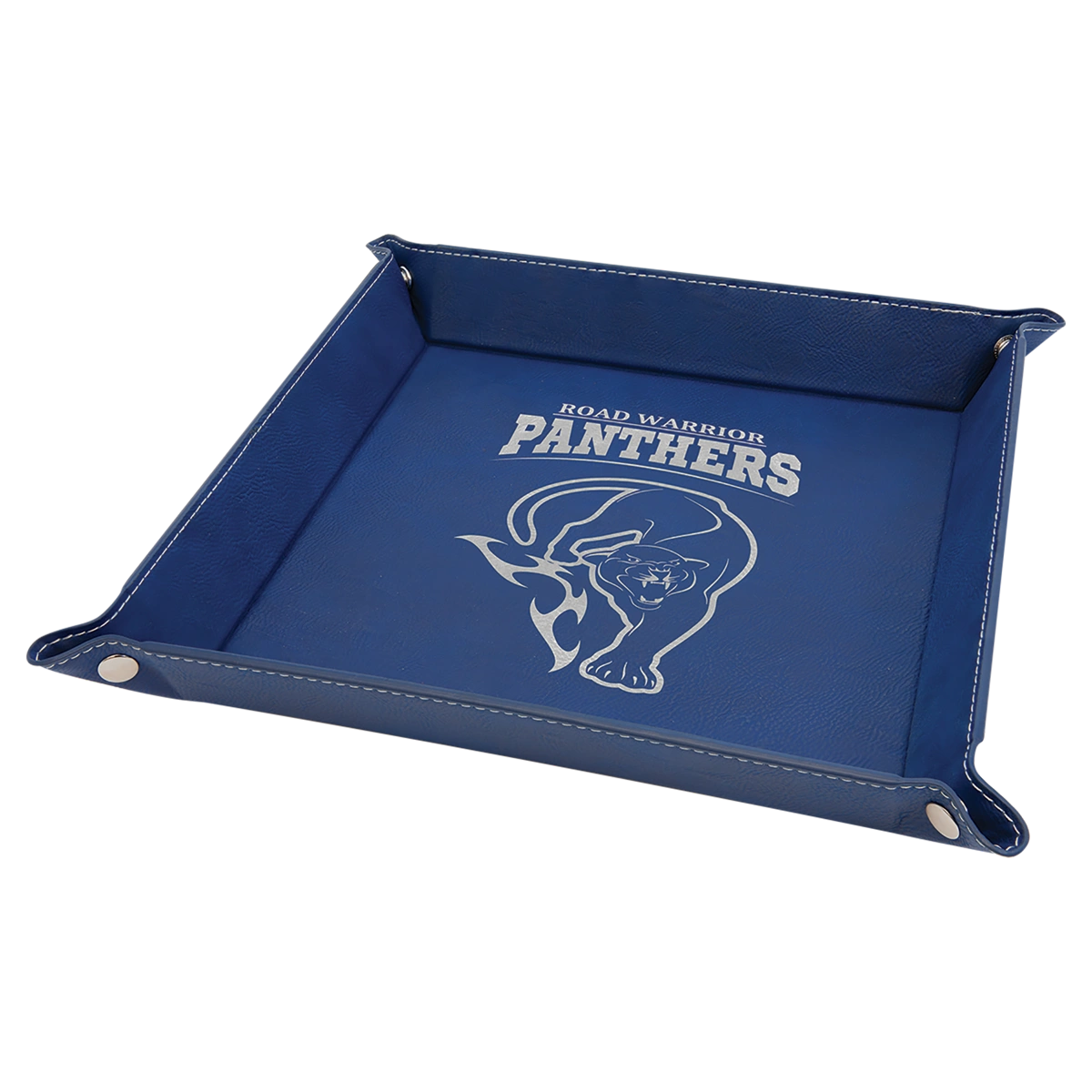 blue leather tray