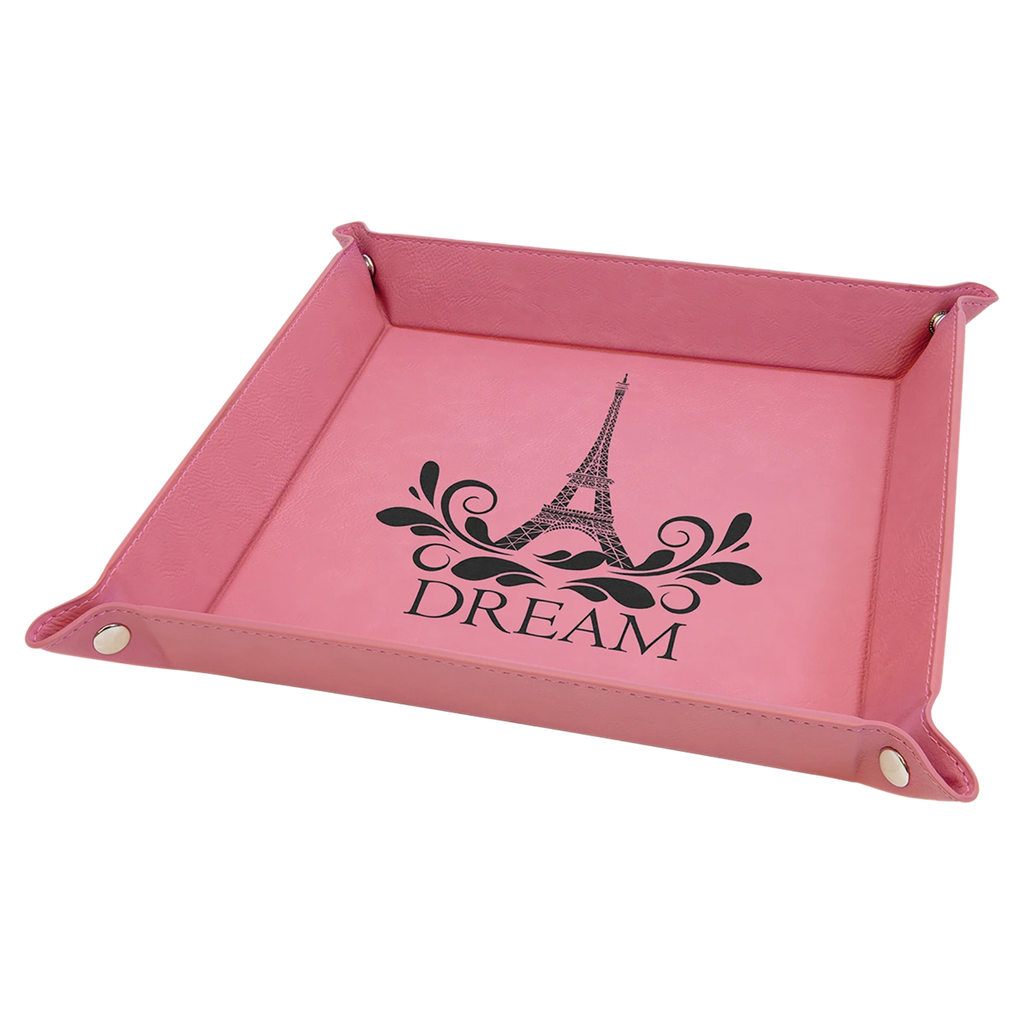 pink leather tray