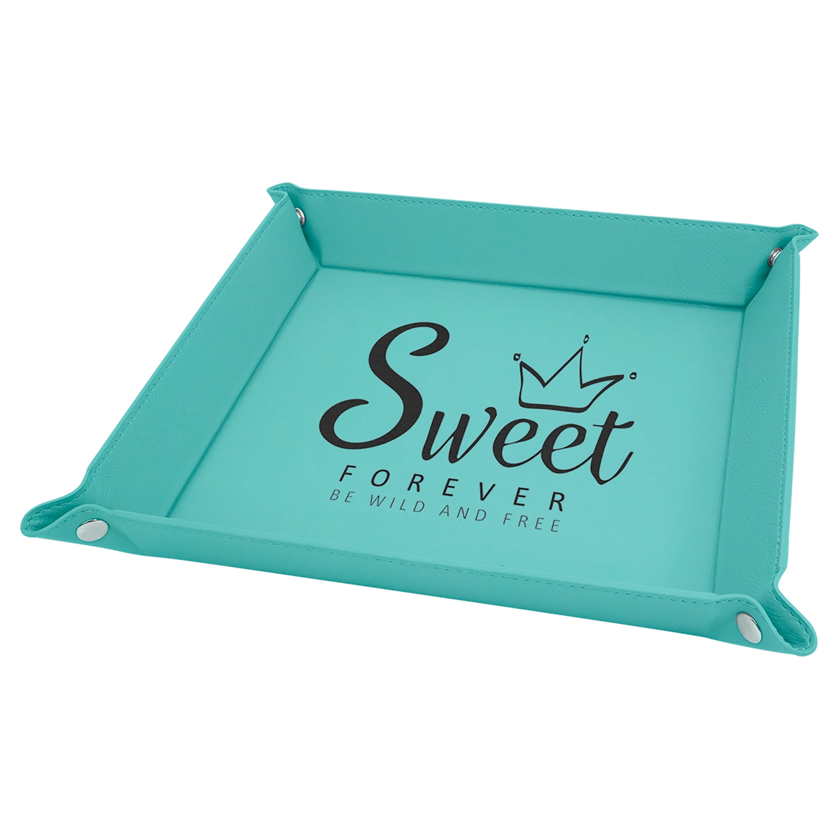 teal leather tray
