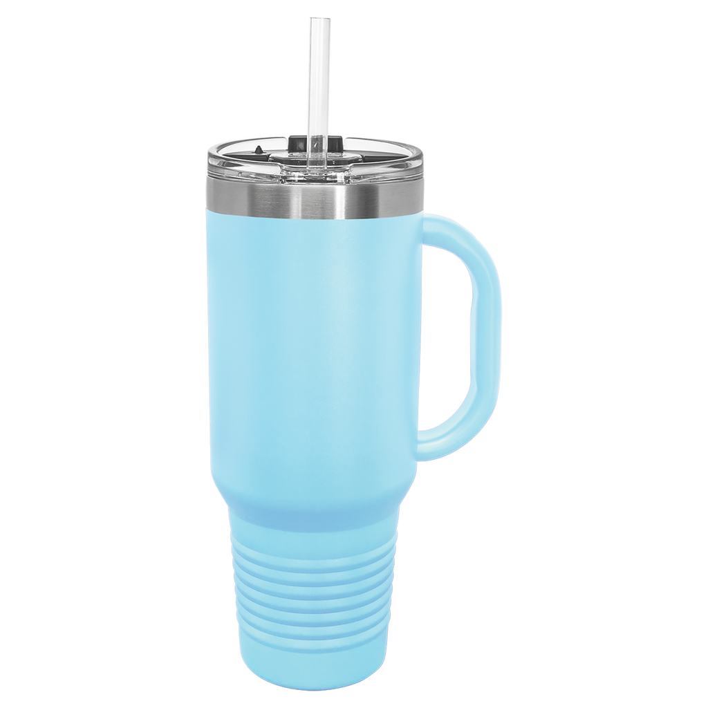 Light blue travel mug