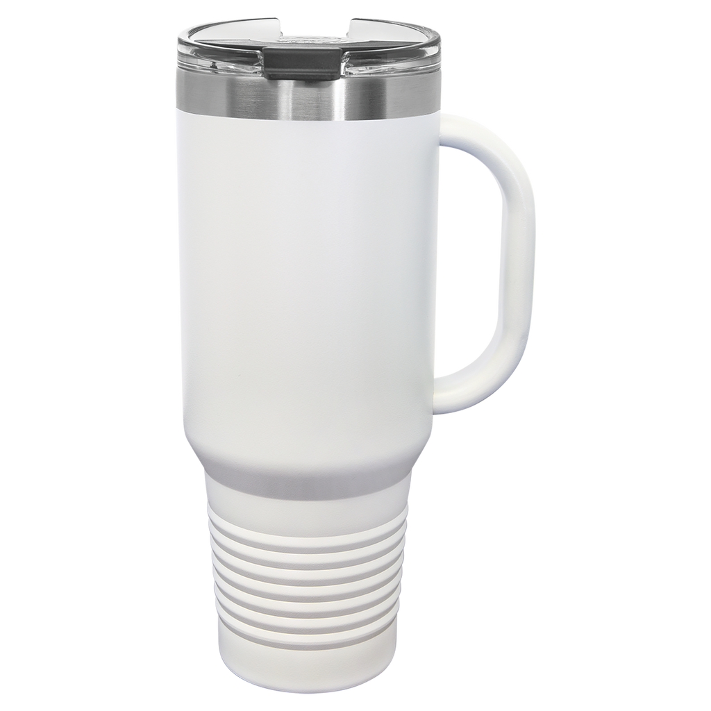 White travel mug